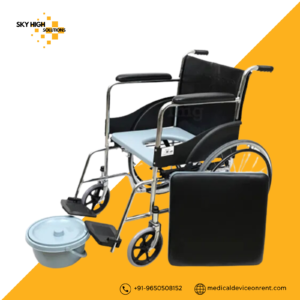 Height Adjustable Commode Wheelchair