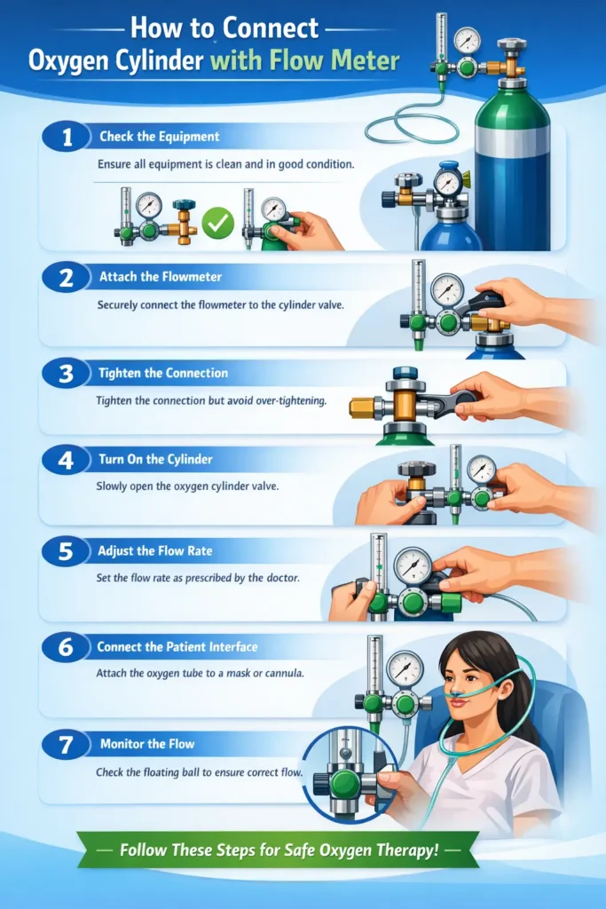 Oxygen Cylinder with Flow Meter